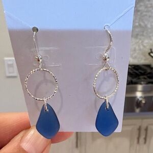 Stunning HTF Sterling Silver and Cobalt Drop Earrings